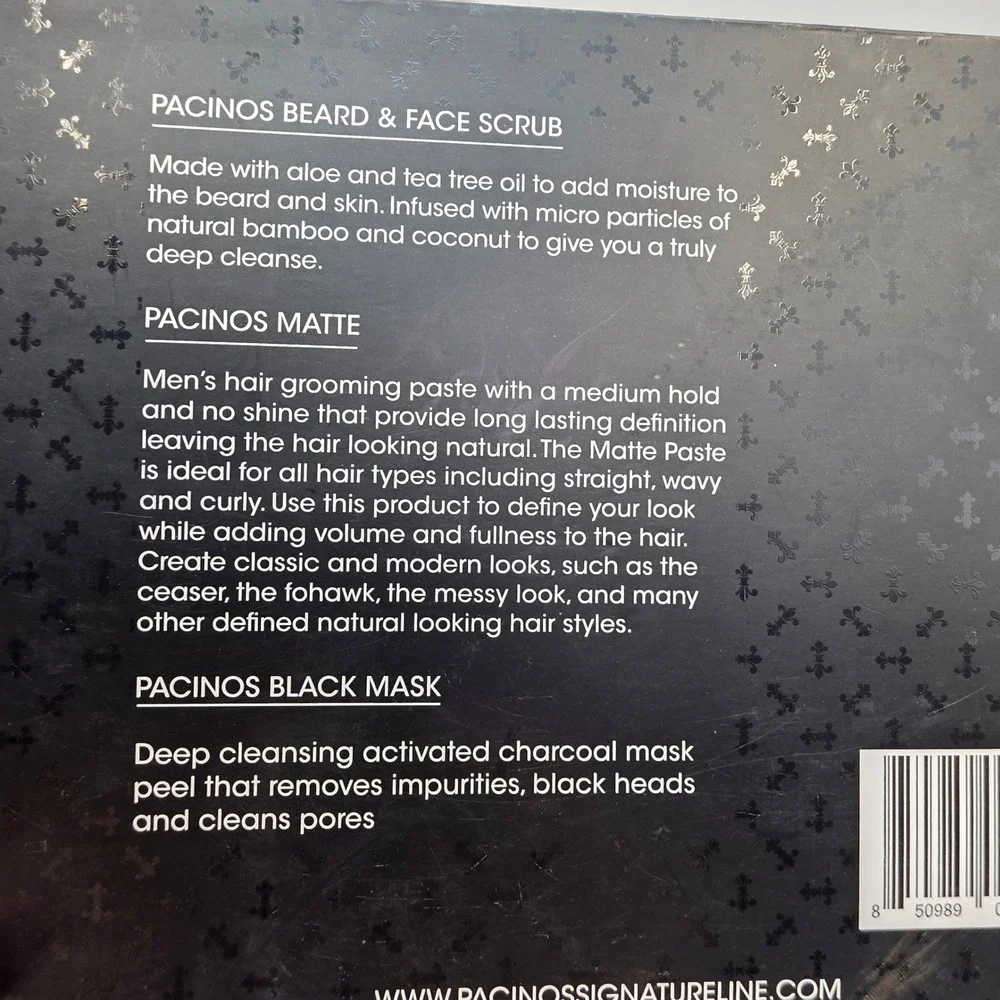 Pacinos Signature Line 3pc Set Beard Face Scrub Matte Paste Mask Grooming N4